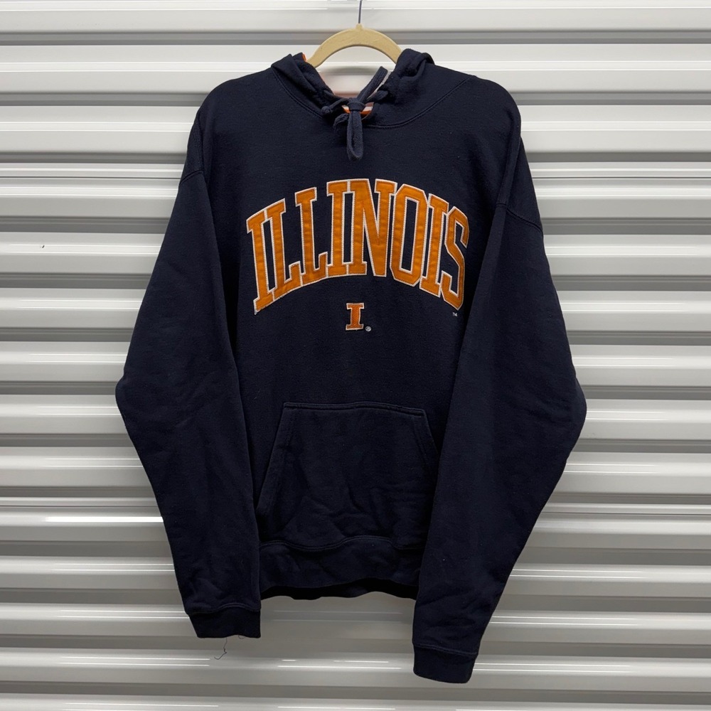 Vintage 00s University of Illinois Embroidered College‎ Blue Mens Large Hoodie